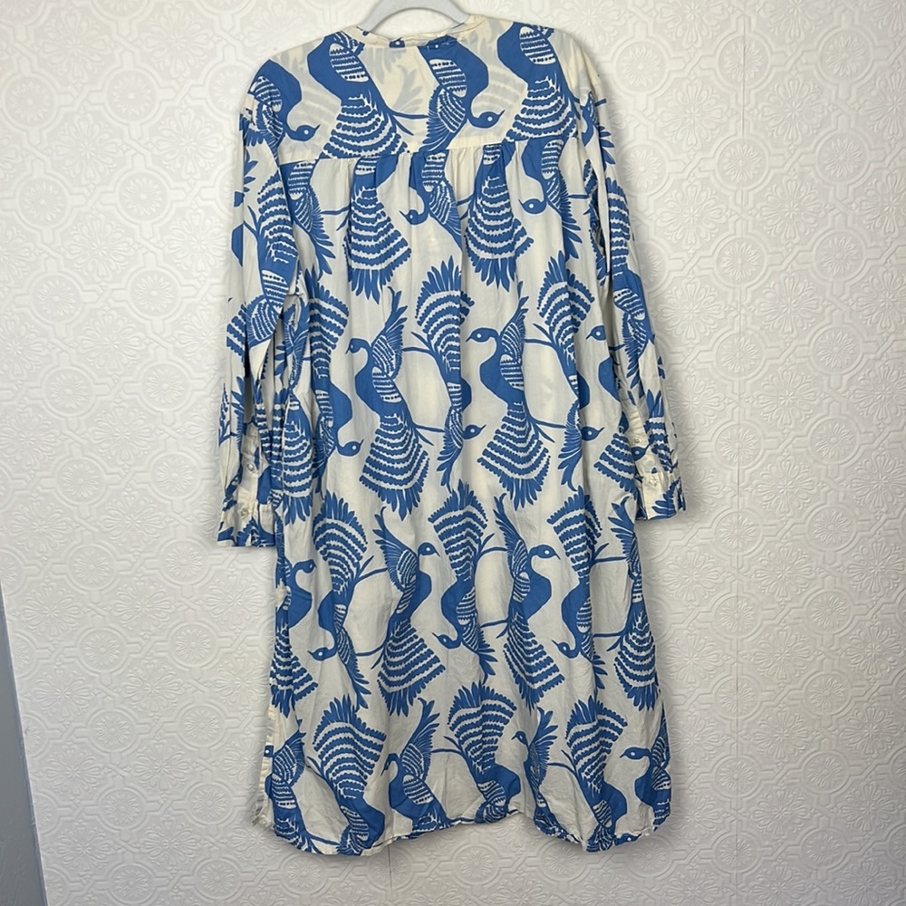 Masai Copenhagen Shirt Dress Relaxed Oversized Natmas Cotton Quiet Harbor Bird - Picture 12 of 12